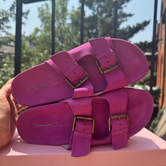 New Free People Rule Breaker Flatform Sandal Shoes Platform Suede Stud Fuchsia - Picture 11 of 17